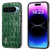 For Google Pixel 9 ABEEL Crocodile Texture Genuine Leather Phone Case(Green)
