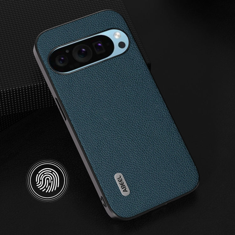 For Google Pixel 9 ABEEL Genuine Leather + PC Litchi Texture Phone Case(Green)