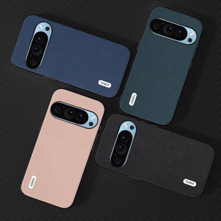 For Google Pixel 9 ABEEL Genuine Leather + PC Litchi Texture Phone Case(Green)