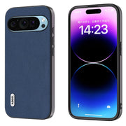 For Google Pixel 9 Pro ABEEL Genuine Leather + PC Litchi Texture Phone Case(Blue)