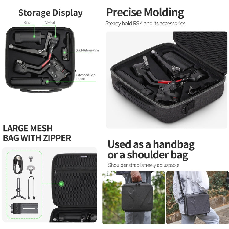 For DJI RS 4 Sunnylife Storage Case Box Suitcase(Black)
