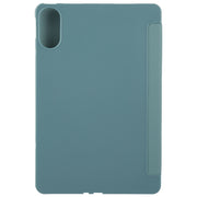 For Huawei MatePad SE 11 2024 Tri-fold Silicone Leather Tablet Case(Dark Green)