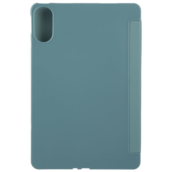 For Huawei MatePad SE 11 2024 Tri-fold Silicone Leather Tablet Case(Dark Green)