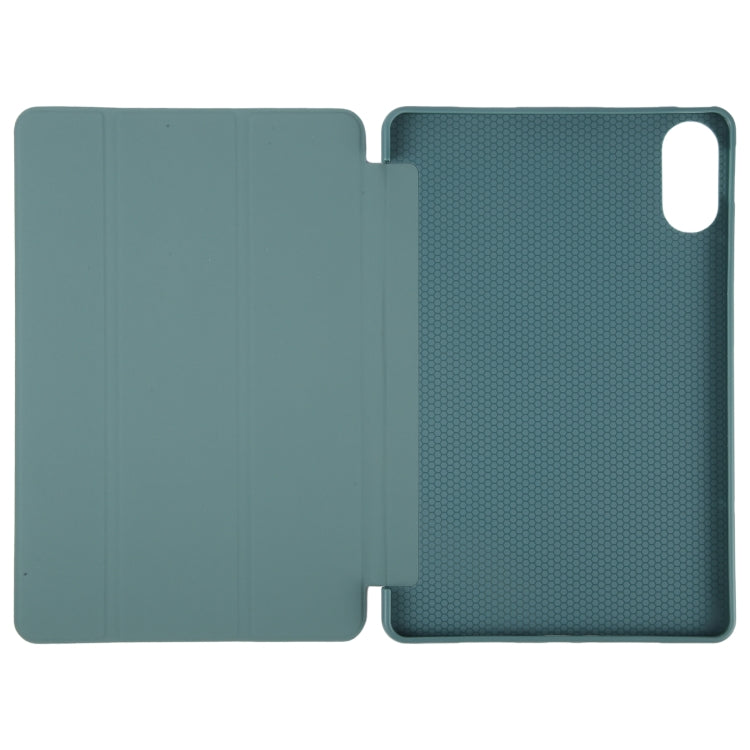 For Huawei MatePad SE 11 2024 Tri-fold Silicone Leather Tablet Case(Dark Green)