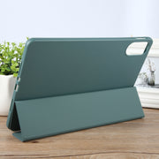 For Huawei MatePad SE 11 2024 Tri-fold Silicone Leather Tablet Case(Dark Green)
