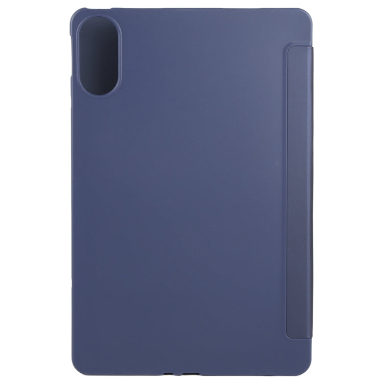 For Huawei MatePad SE 11 2024 Tri-fold Silicone Leather Tablet Case(Dark Blue)