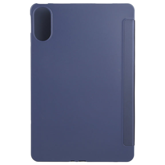 For Huawei MatePad SE 11 2024 Tri-fold Silicone Leather Tablet Case(Dark Blue)