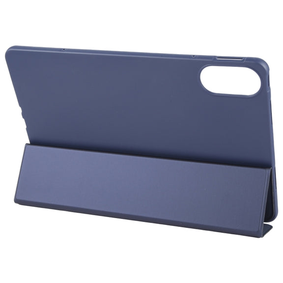 For Huawei MatePad SE 11 2024 Tri-fold Silicone Leather Tablet Case(Dark Blue)