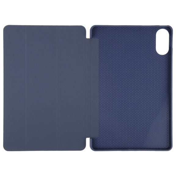 For Huawei MatePad SE 11 2024 Tri-fold Silicone Leather Tablet Case(Dark Blue)