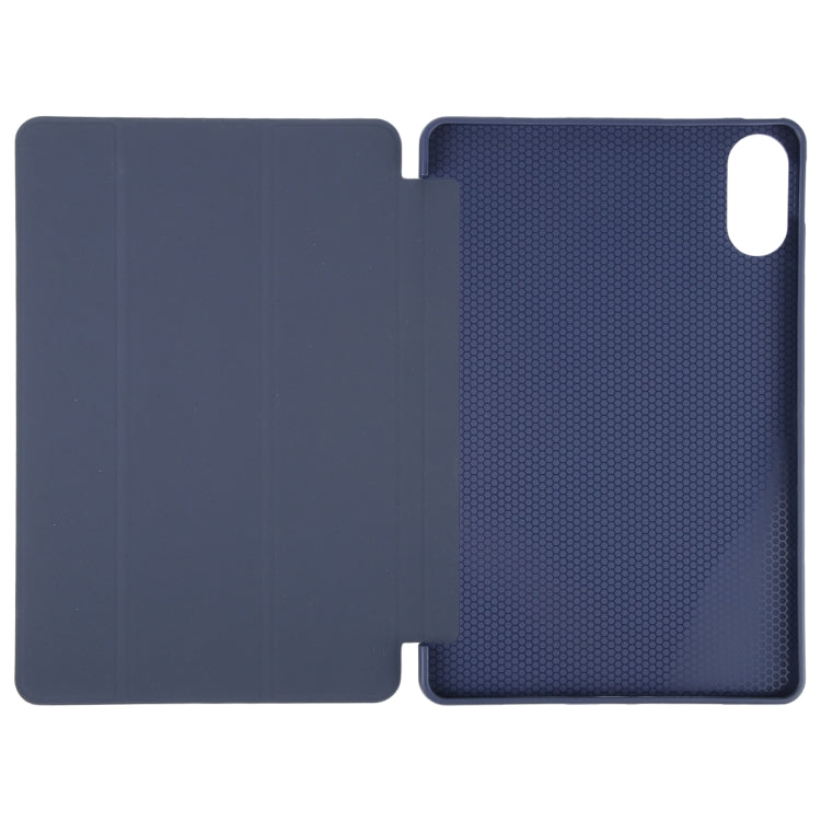 For Huawei MatePad SE 11 2024 Tri-fold Silicone Leather Tablet Case(Dark Blue)