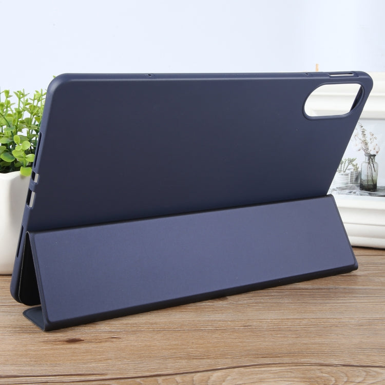 For Huawei MatePad SE 11 2024 Tri-fold Silicone Leather Tablet Case(Dark Blue)
