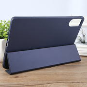 For Huawei MatePad SE 11 2024 Tri-fold Silicone Leather Tablet Case(Dark Blue)