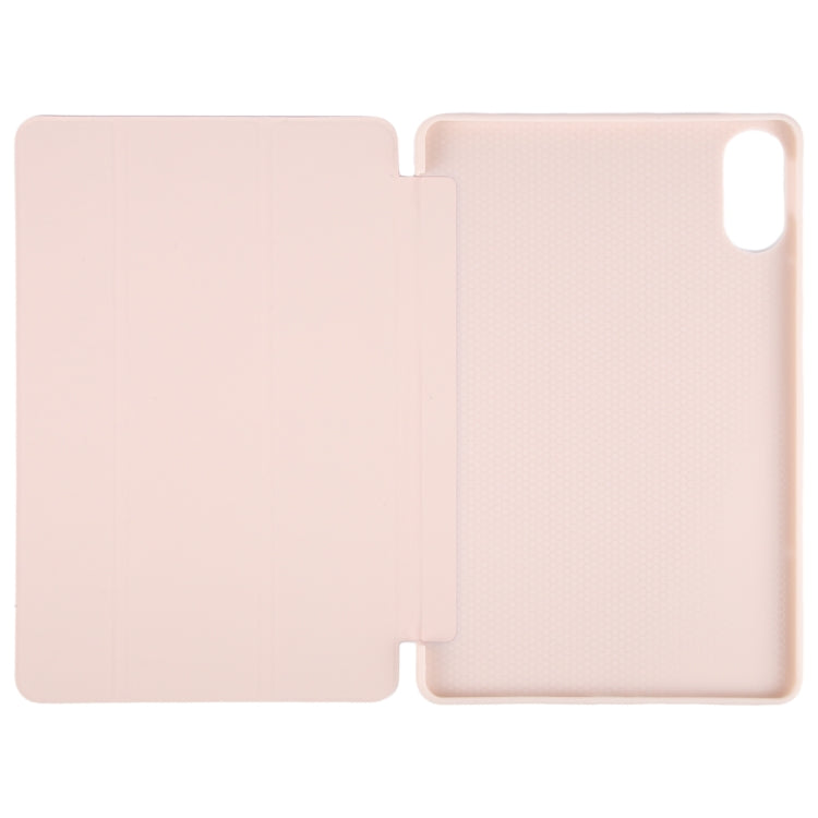 For Huawei MatePad SE 11 2024 Tri-fold Silicone Leather Tablet Case(Pink)