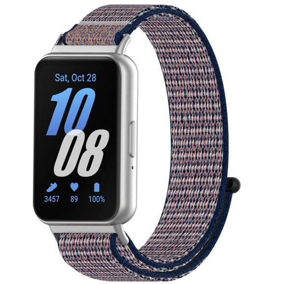 For Samsung Galaxy Fit 3 Nylon Loop Hook and Loop Fastener Watch Band(Midnight Blue)