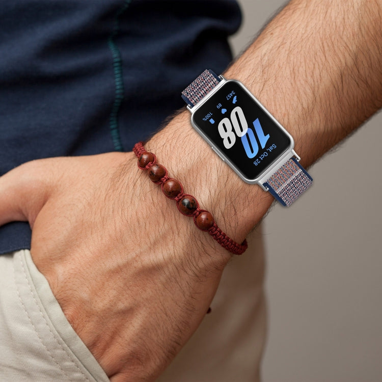 For Samsung Galaxy Fit 3 Nylon Loop Hook and Loop Fastener Watch Band(Blue Sea)