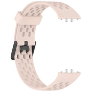 For Samsung Galaxy Fit 3 Hole Style Dual Buckle Silicone Watch Band(Light Pink)