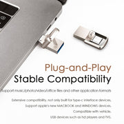 128G USB 3.1 + USB-C Interface Metal Twister Flash U Disk, Standard