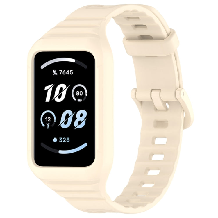 For Honor Band 10 / 9 Armor Integrated Silicone Watch Band(Creamy White)