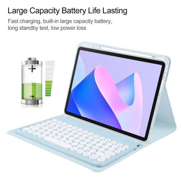 For Huawei MatePad 11 2023 / 2021 Round Button Bluetooth Keyboard Rotatable Holder Leather Case(Sky Blue)
