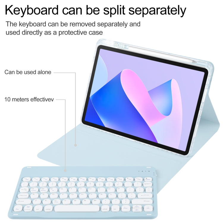 For Huawei MatePad 11 2023 / 2021 Round Button Bluetooth Keyboard Rotatable Holder Leather Case(Sky Blue)