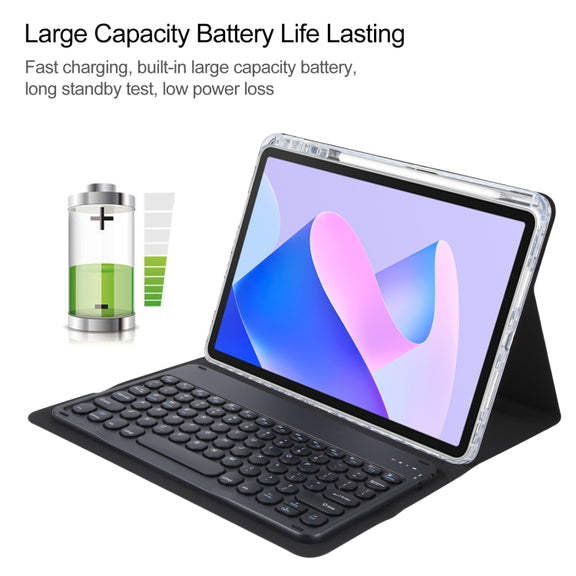 For Huawei MatePad 11 2023 / 2021 Round Button Bluetooth Keyboard Rotatable Holder Leather Case(Black)