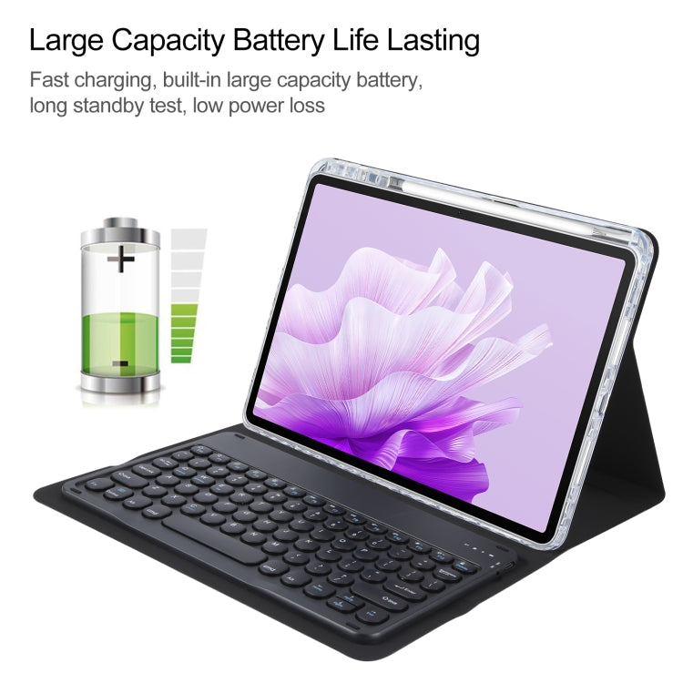 For Huawei MatePad Air 11.5 Round Button Bluetooth Keyboard Rotatable Holder Leather Case(Black)