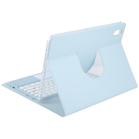 For Huawei MatePad Pro 11 2024 / 2022 Round Button Bluetooth Keyboard Rotatable Holder Leather Case with Touchpad(Sky Blue)