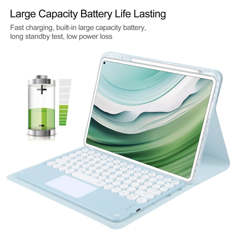 For Huawei MatePad Pro 11 2024 / 2022 Round Button Bluetooth Keyboard Rotatable Holder Leather Case with Touchpad(Sky Blue)
