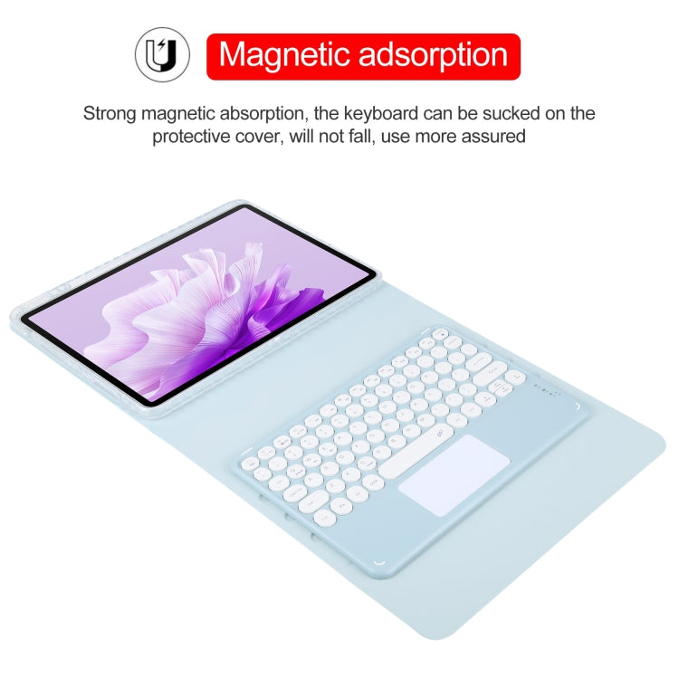 For Huawei MatePad Air 11.5 Round Button Bluetooth Keyboard Rotatable Holder Leather Case with Touchpad(Sky Blue)