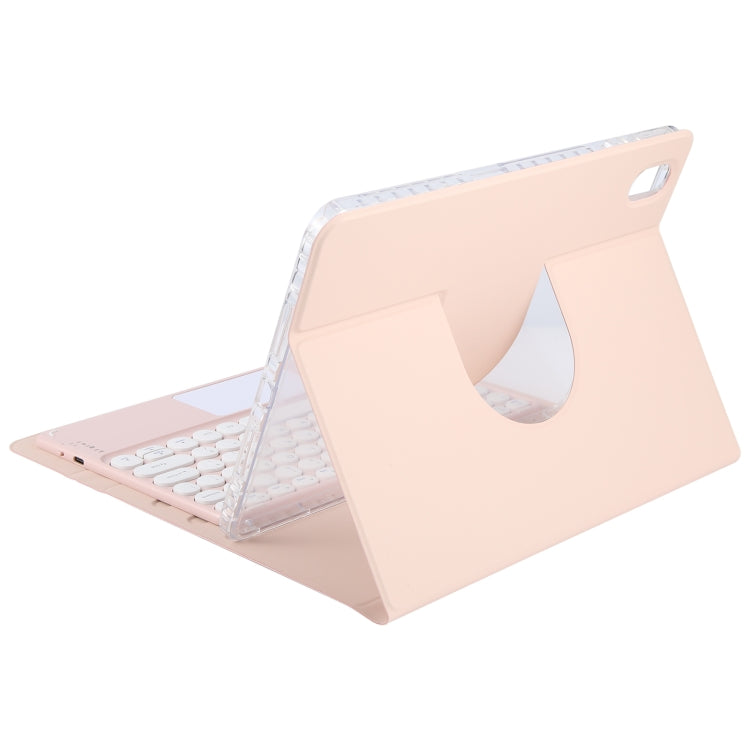 For Huawei MatePad Air 11.5 Round Button Bluetooth Keyboard Rotatable Holder Leather Case with Touchpad(Rose Gold)