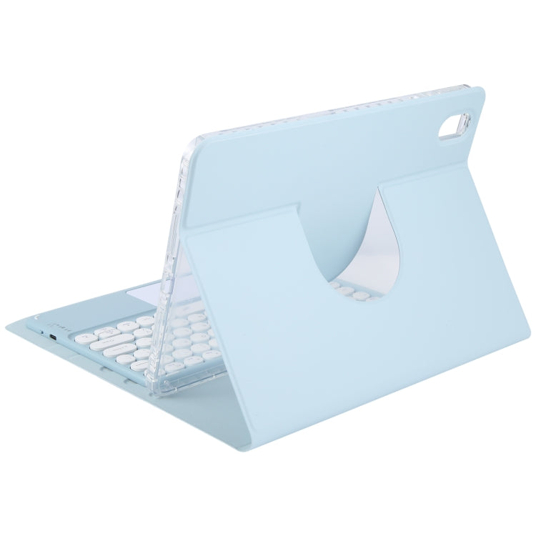 For Huawei MatePad 11 2023 / 2021 Round Button Bluetooth Keyboard Rotatable Holder Leather Case with Touchpad(Sky Blue)
