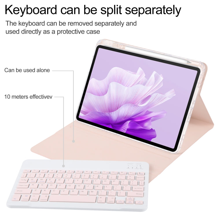 For Huawei MatePad Air 11.5 Square Button Bluetooth Keyboard Rotatable Holder Leather Case(Rose Gold)