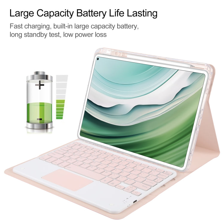 For Huawei MatePad Pro 11 2024 / 2022 Square Button Bluetooth Keyboard Rotatable Holder Leather Case with Touchpad(Rose Gold)
