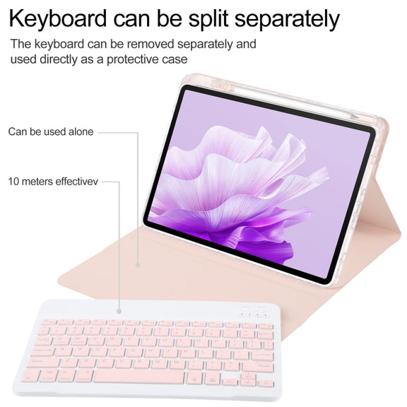 For Huawei MatePad Air 11.5 Square Button Backlight Bluetooth Keyboard Rotatable Holder Leather Case(Rose Gold)