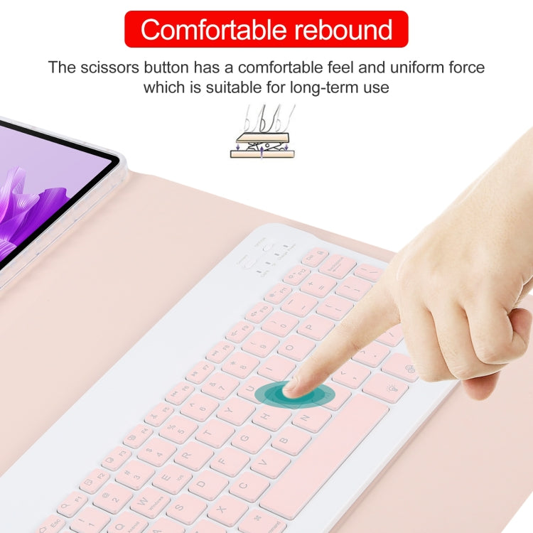 For Huawei MatePad Air 11.5 Square Button Backlight Bluetooth Keyboard Rotatable Holder Leather Case(Rose Gold)