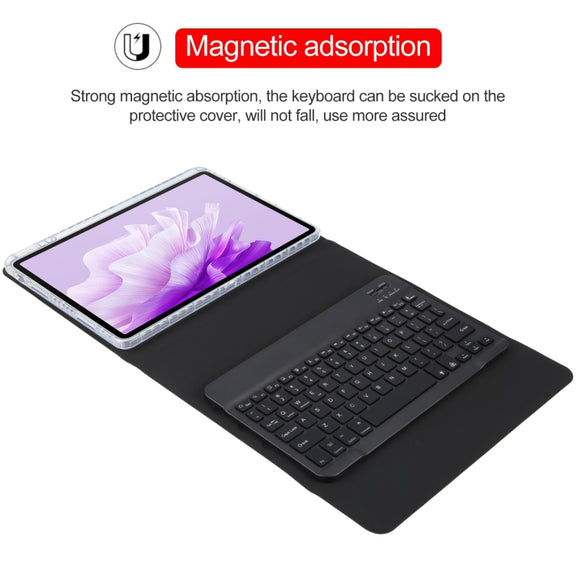 For Huawei MatePad Air 11.5 Square Button Backlight Bluetooth Keyboard Rotatable Holder Leather Case(Black)