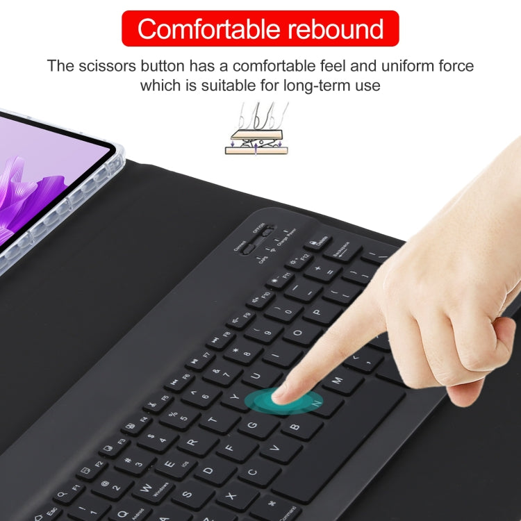 For Huawei MatePad Air 11.5 Square Button Backlight Bluetooth Keyboard Rotatable Holder Leather Case(Black)