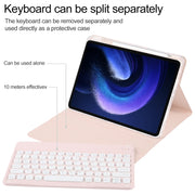 For Xiaomi Pad 6 Round Button Bluetooth Keyboard Rotatable Holder Leather Case(Rose Gold)