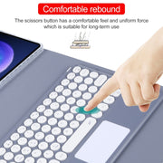 For Xiaomi Pad 6 Round Button Bluetooth Keyboard Rotatable Holder Leather Case with Touchpad(Lavender Purple)
