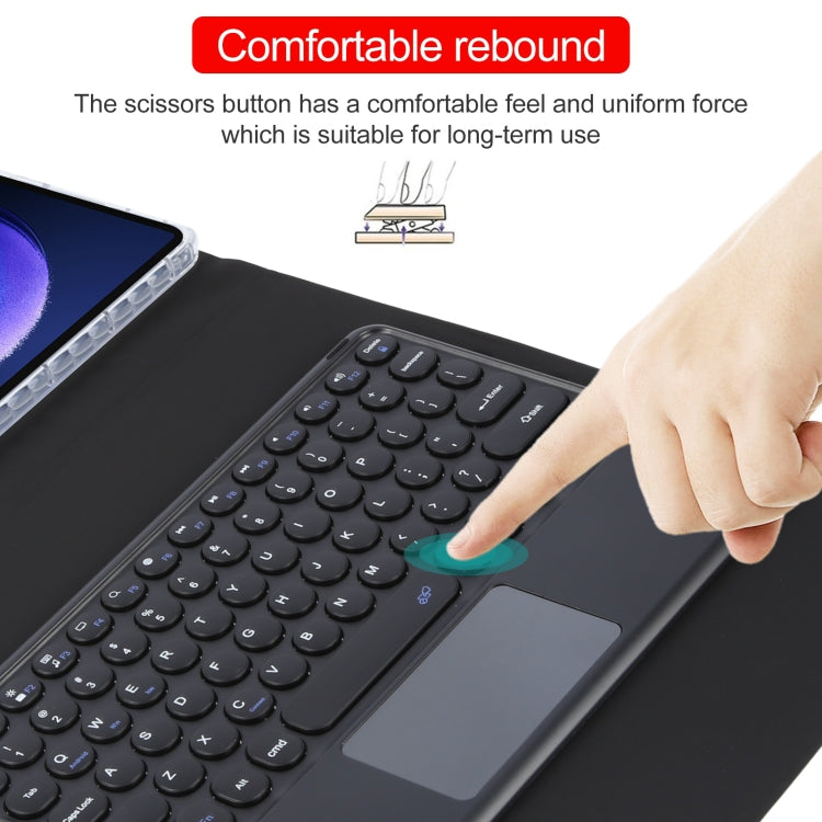 For Xiaomi Pad 6 Round Button Bluetooth Keyboard Rotatable Holder Leather Case with Touchpad(Black)