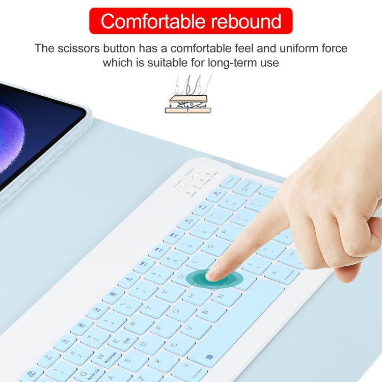 For Xiaomi Pad 6 Square Button Bluetooth Keyboard Rotatable Holder Leather Case(Sky Blue)