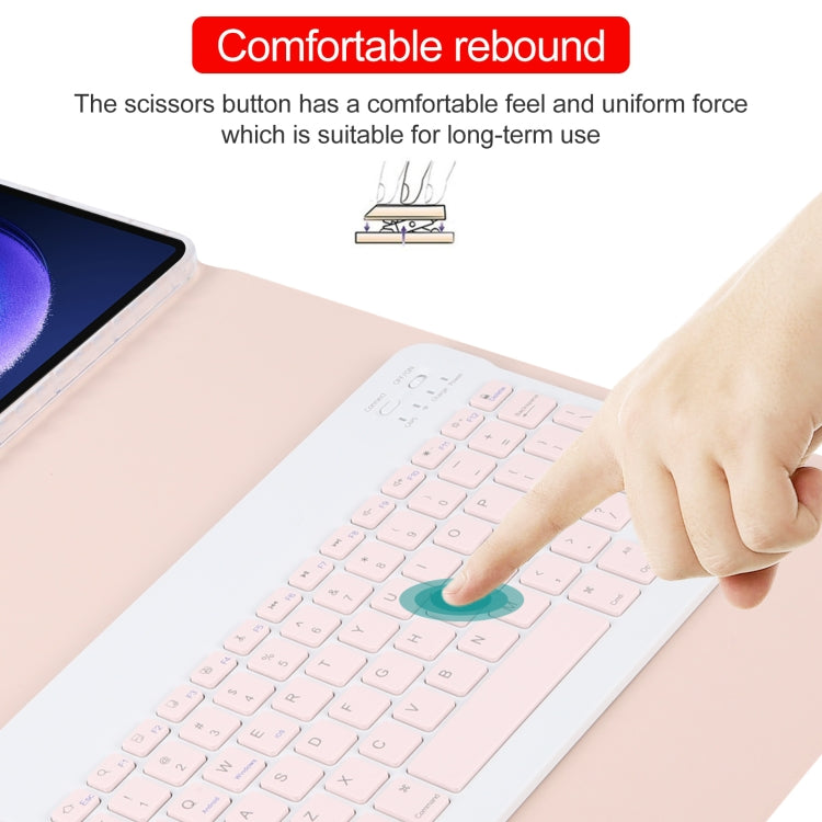 For Xiaomi Pad 6 Square Button Bluetooth Keyboard Rotatable Holder Leather Case(Rose Gold)