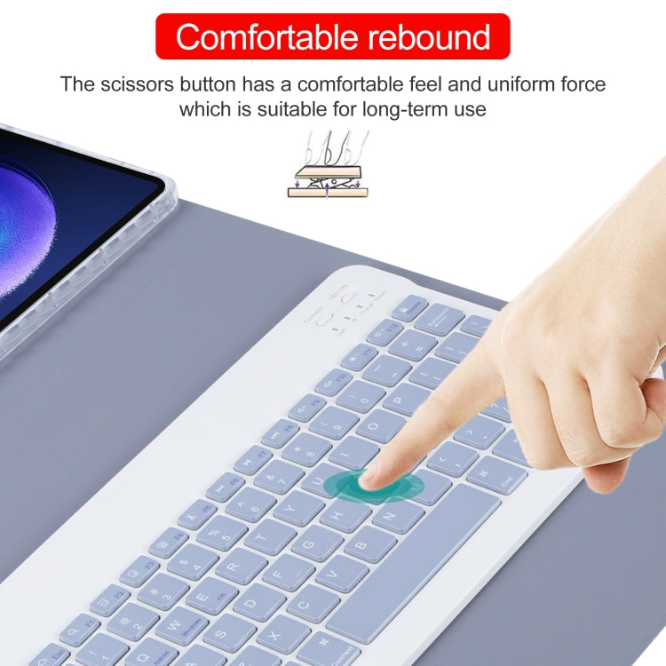 For Xiaomi Pad 6 Square Button Bluetooth Keyboard Rotatable Holder Leather Case(Lavender Purple)