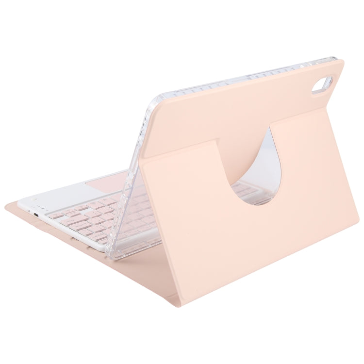 For Xiaomi Pad 6 Square Button Bluetooth Keyboard Rotatable Holder Leather Case with Touchpad(Rose Gold)