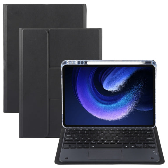 For Xiaomi Pad 6 Square Button Bluetooth Keyboard Rotatable Holder Leather Case with Touchpad(Black)