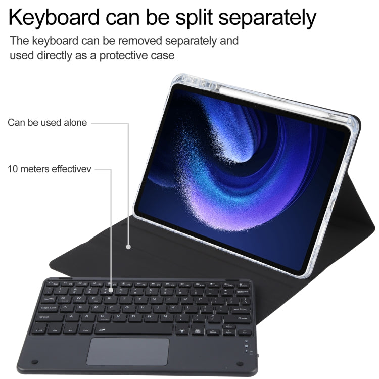 For Xiaomi Pad 6 Square Button Bluetooth Keyboard Rotatable Holder Leather Case with Touchpad(Black)