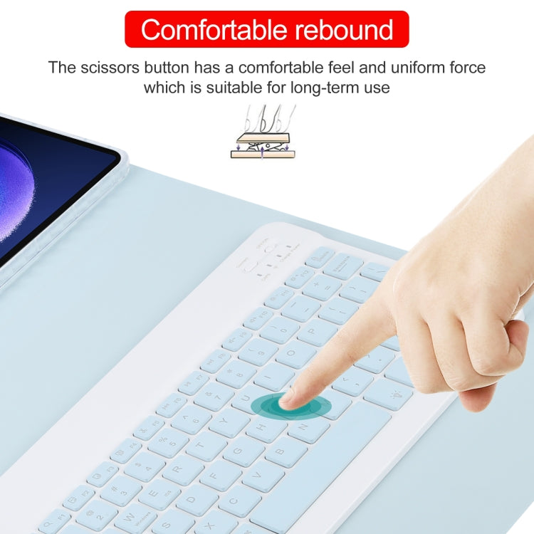 For Xiaomi Pad 6 Square Button Backlight Bluetooth Keyboard Rotatable Holder Leather Case(Sky Blue)