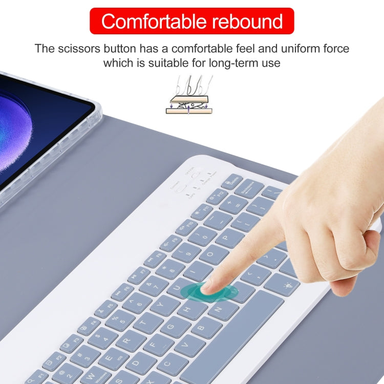 For Xiaomi Pad 6 Square Button Backlight Bluetooth Keyboard Rotatable Holder Leather Case(Lavender Purple)