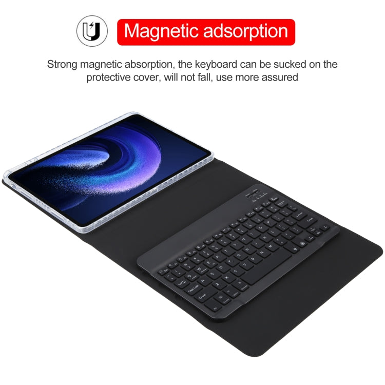 For Xiaomi Pad 6 Square Button Backlight Bluetooth Keyboard Rotatable Holder Leather Case(Black)