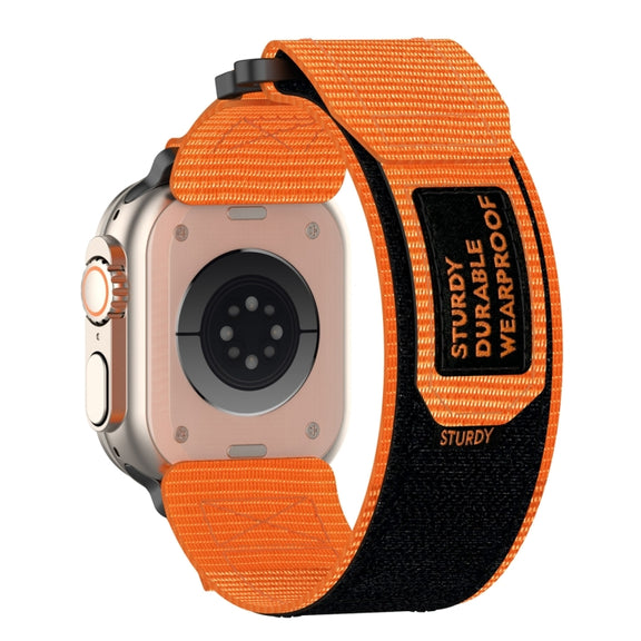 For Apple Watch Series 8 45mm Nylon Hook And Loop Fastener Watch Band(Orange)